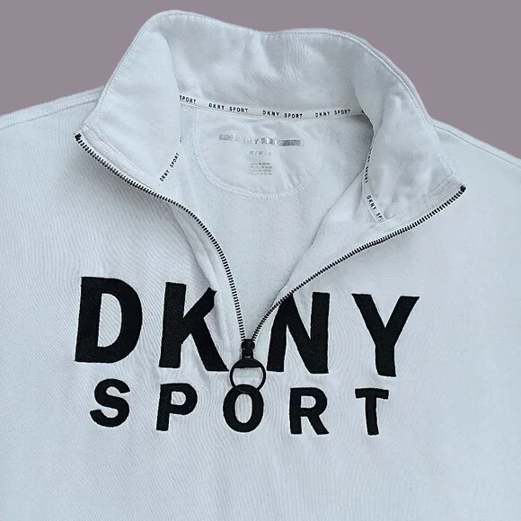 DKNY Sport Quarter-Zip Logo Dress. Size M - Picture 5 of 12